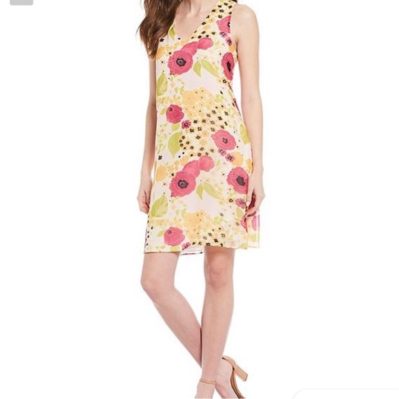 JB by Julie Brown Yellow Cream V-Neck Sundress - Picture 1 of 4